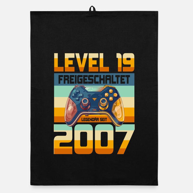 19. Geburtstag Junge Mädchen 2007 Gaming Level 19 Organic Geschirrtuch