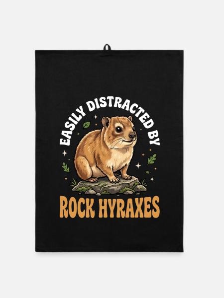 Facilement distraite par les hyrax de roche - Torchon bio - noir - Devant