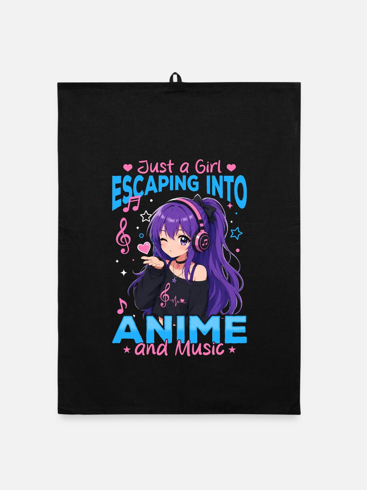 Anime and Music Chibi - Organic Geschirrtuch - Schwarz - Vorne