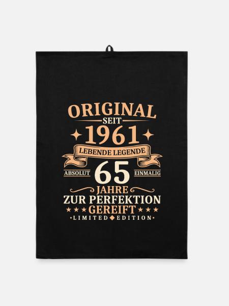 Geburtstag 65 Jahre Lebende Legende 1961 Jahrgang - Organic Geschirrtuch - Schwarz - Vorne