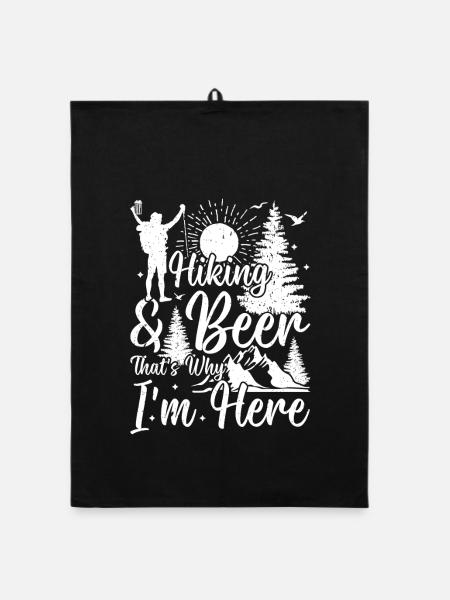 Hiking & Beer that's why i'm here - Outdoor Hiking - Organic Geschirrtuch - Schwarz - Vorne