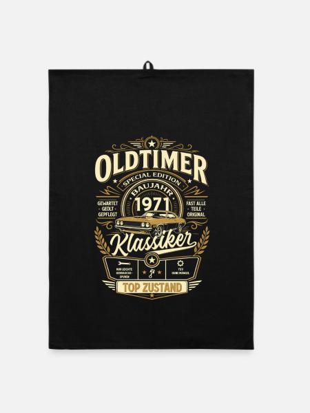 55. Geburtstag Geschenk Mann Vintage Oldtimer 1971 - Organic Geschirrtuch - Schwarz - Vorne