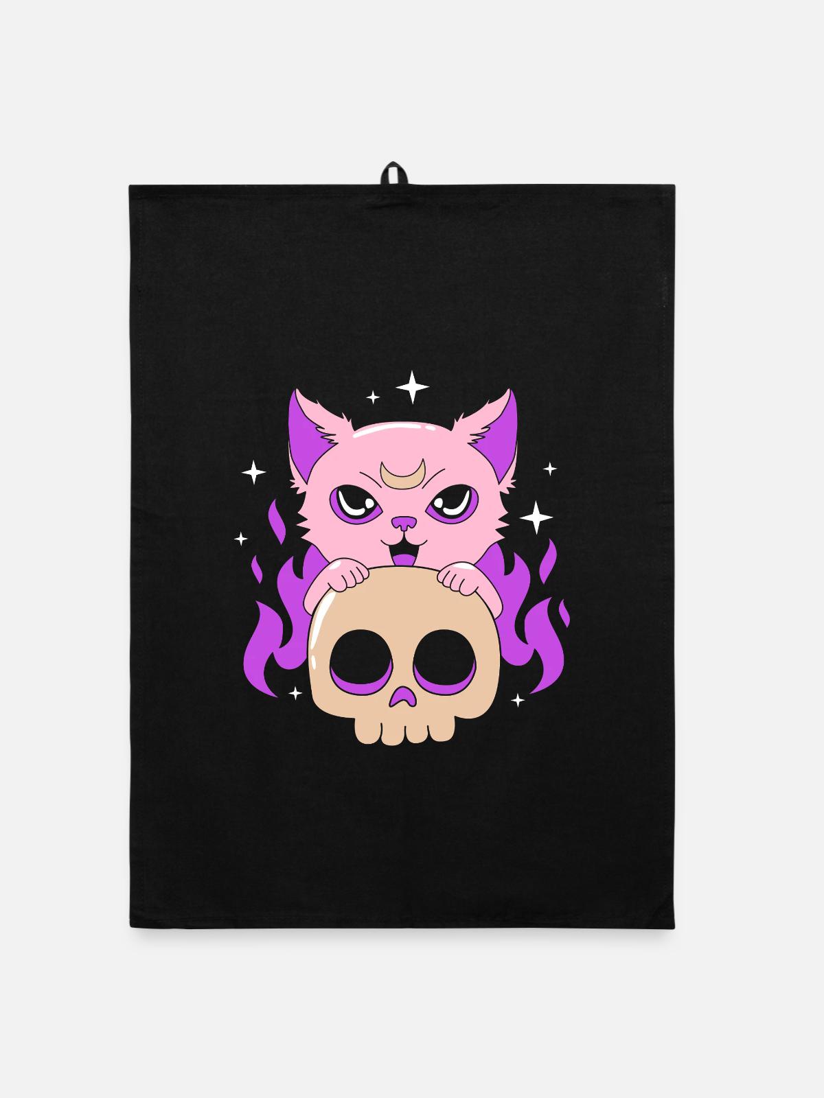 Pastell Gothic - Organic Geschirrtuch - Schwarz - Vorne