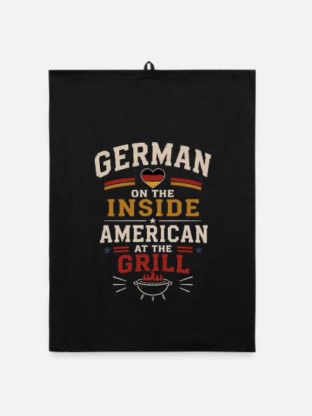 Halb Deutscher Halb Amerikaner Herkunft - Organic Geschirrtuch - Schwarz - Vorne