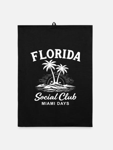 Florida Social Club Miami Days - Organic Geschirrtuch - Schwarz - Vorne