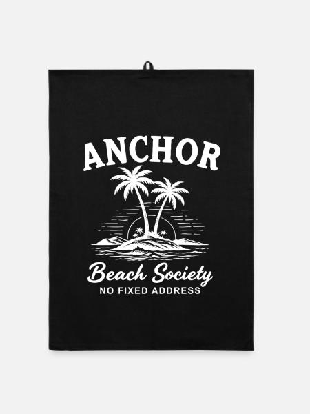 Anchor Beach Society No Fixed Address - Organic Geschirrtuch - Schwarz - Vorne