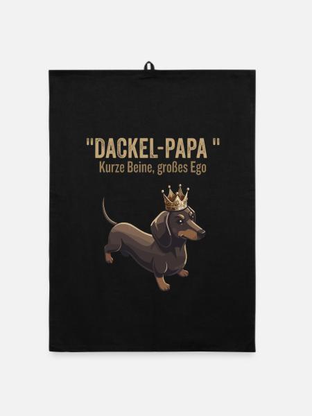 Dackel Papa - Kurze Beine Großes Ego - Organic Geschirrtuch - Schwarz