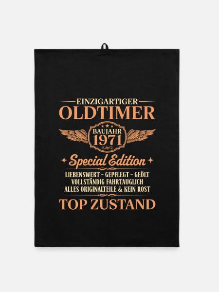 Baujahr 1971 Einzigartiger Oldtimer 55. Geburtstag - Organic Geschirrtuch - Schwarz - Vorne