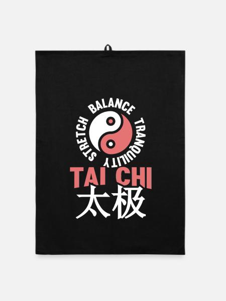 Qigong Qi Gong Tai Chi Chigong - Organic Geschirrtuch - Schwarz - Vorne