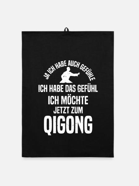 Qigong Qi Gong Tai Chi Chigong - Organic Geschirrtuch - Schwarz - Vorne