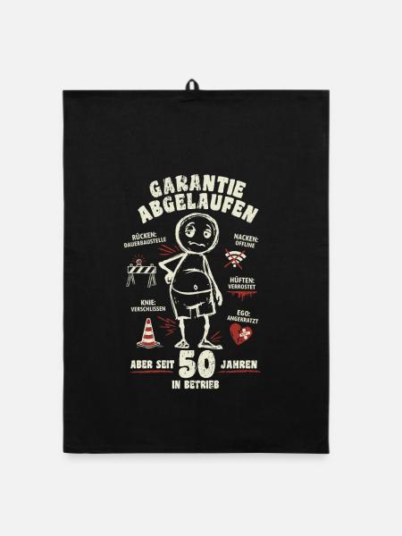 50 Jahre | Garantie abgelaufen | lustiger Cartoon - Organic Geschirrtuch - Schwarz - Vorne