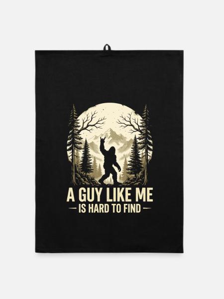 Ein Typ wie ich ist schwer zu finden – Bigfoot-Humor - Organic Geschirrtuch - Schwarz - Vorne