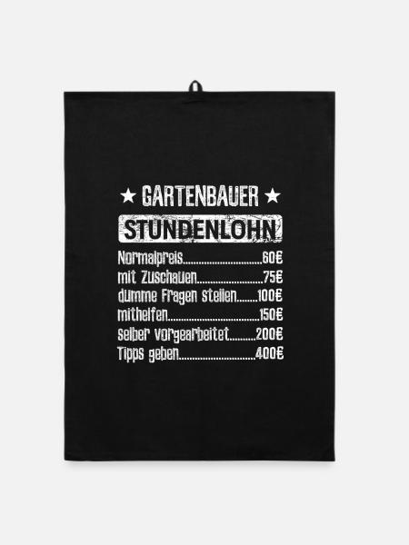Mein Stundenlohn als Gartenbauer | Beruf - Spruch - Organic Geschirrtuch - Schwarz - Vorne