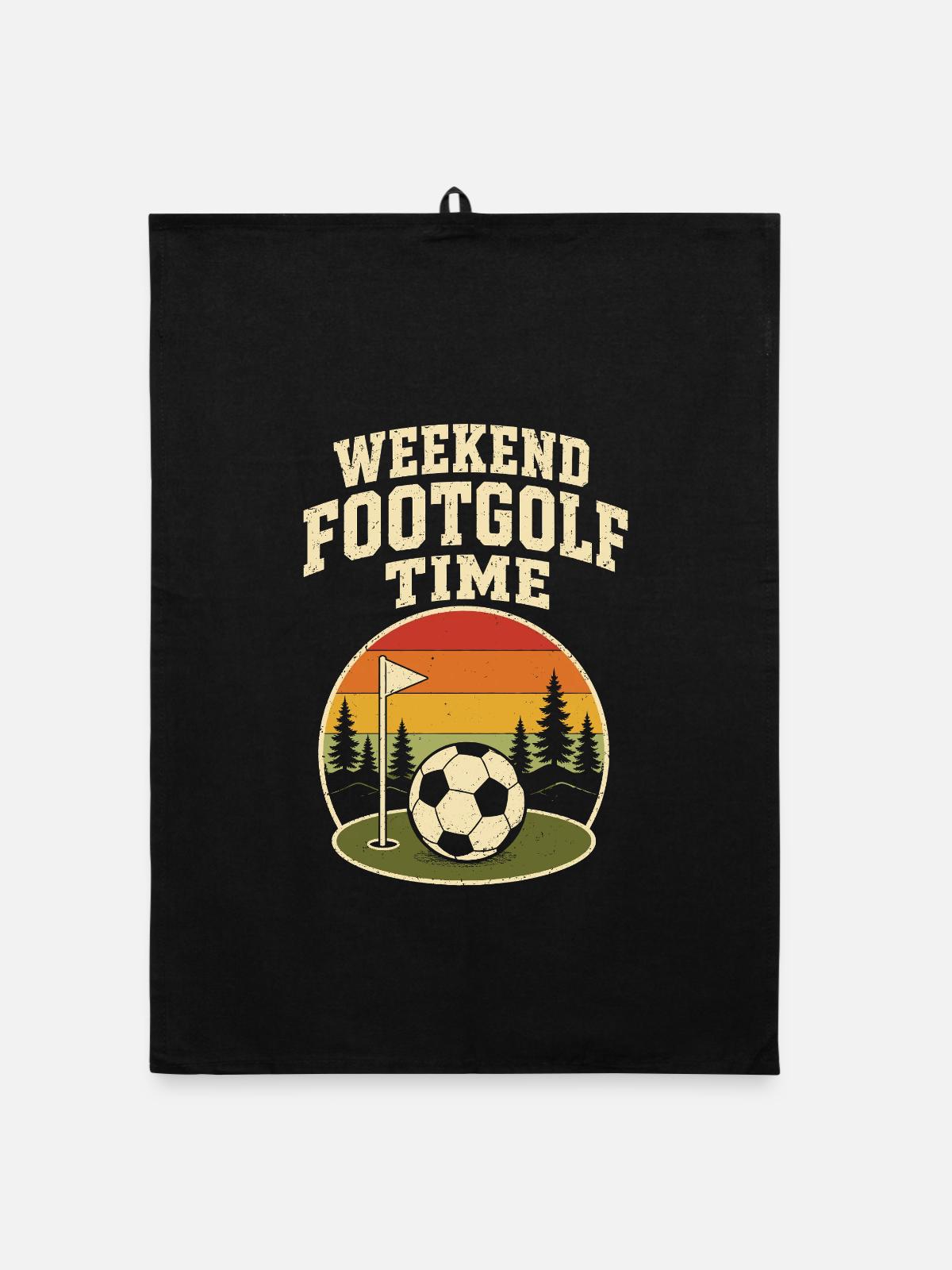 Weekend Footgolf Time - Organic Geschirrtuch - Schwarz - Vorne