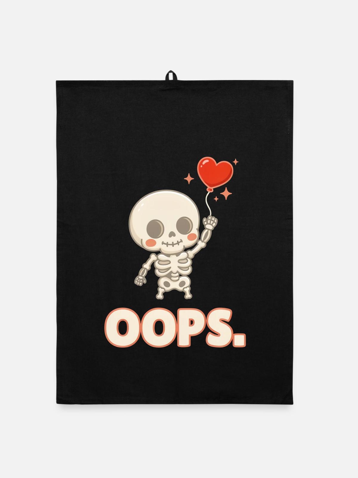 Herzballon-Skelett OOPS - Organic Geschirrtuch - Schwarz - Vorne