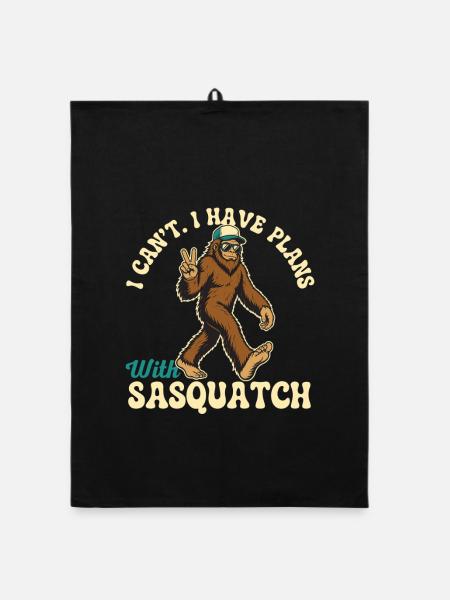 Ich habe Pläne mit Sasquatch – Bigfoot Humor - Organic Geschirrtuch - Schwarz - Vorne