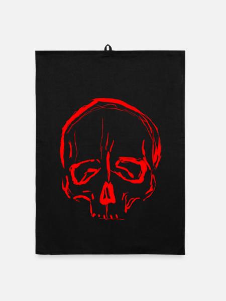 Red Skull Skizze Grafik - Organic Geschirrtuch - Schwarz