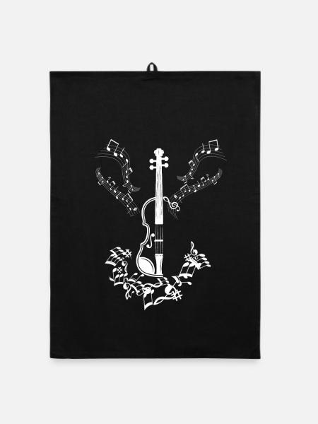 Musiknoten Musik Musiker Notenschlüssel Noten - Organic Geschirrtuch - Schwarz - Vorne