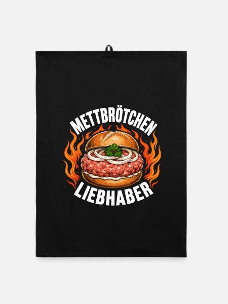  METTBRÖTCHEN LIEBHABER Zwiebeln Hackfleisch - Organic Geschirrtuch - Schwarz - Vorne