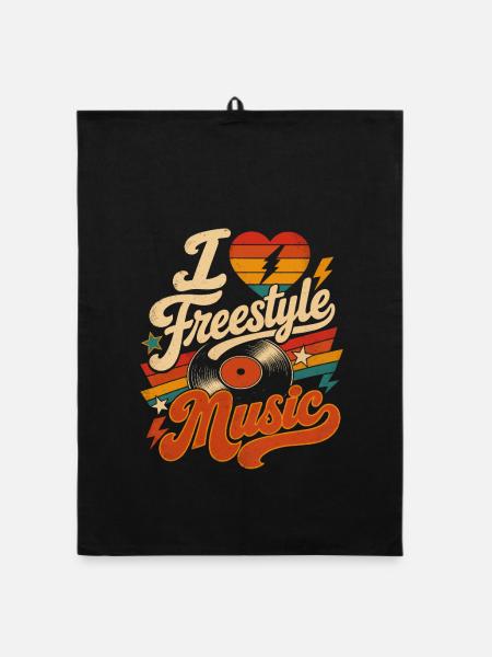 Ich liebe Freestyle-Musik - Organic Geschirrtuch - Schwarz - Vorne
