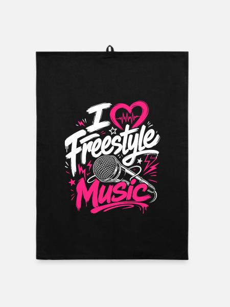 Ich liebe Freestyle Musik - Organic Geschirrtuch - Schwarz - Vorne