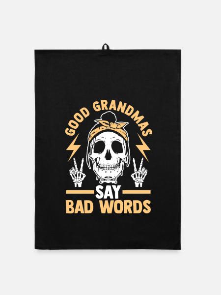 Grandma Rules Nana Mimi Gigi Spoiling Grandmother - Organic Geschirrtuch - Schwarz - Vorne