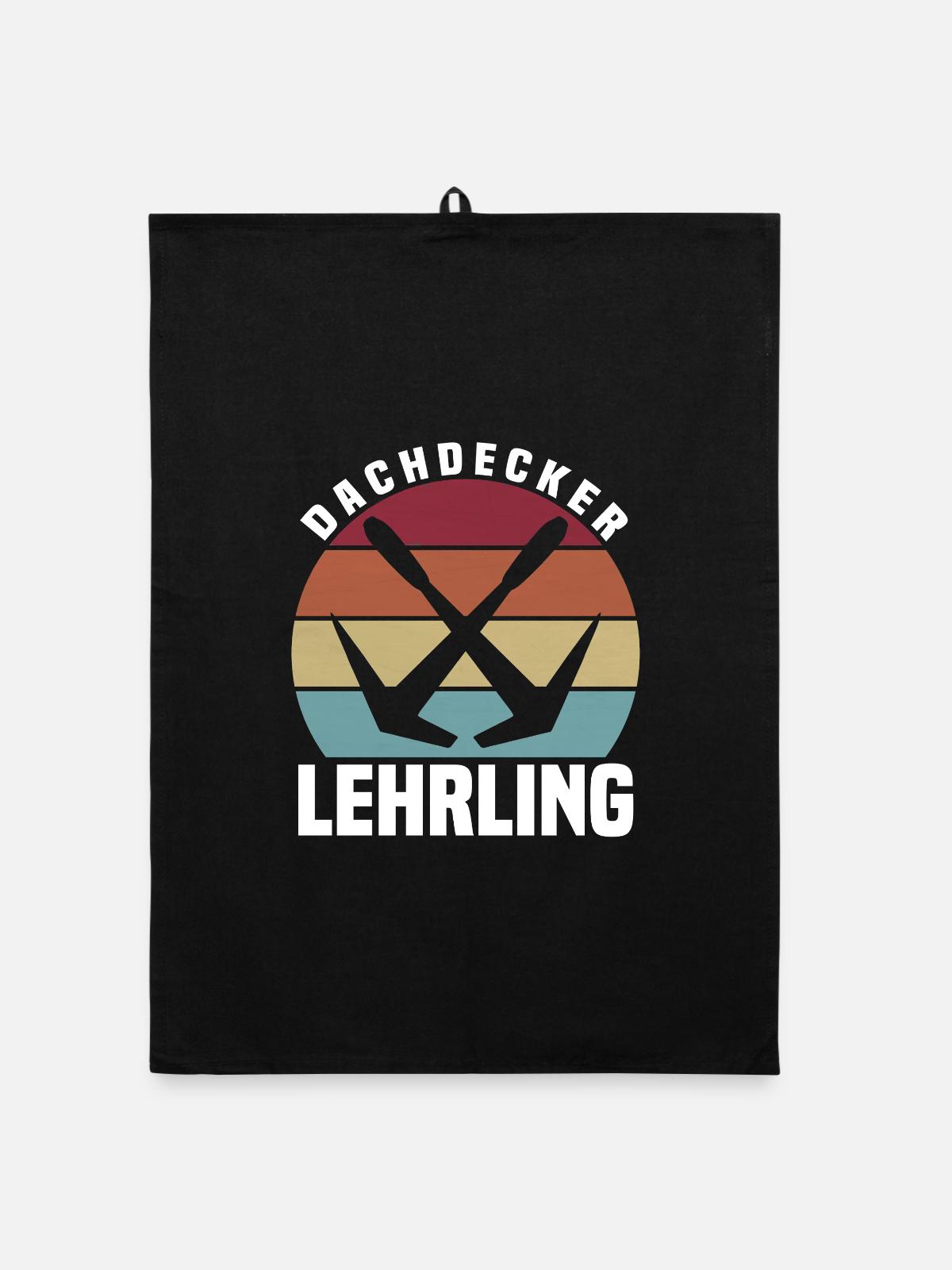 Dachdecker Lehrling - Organic Geschirrtuch - Schwarz - Vorne