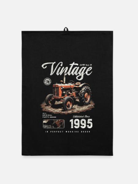 Oldtimer Traktor Bauer Geburtstag Jahrgang 1995 - Organic Geschirrtuch - Schwarz - Vorne