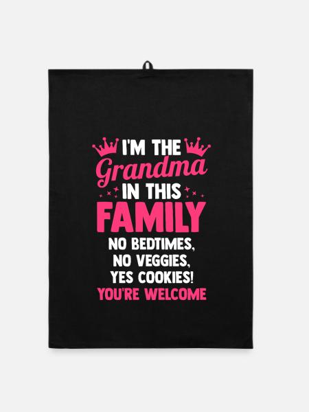 Grandma Rules Nana Mimi Gigi Spoiling Grandmother - Organic Geschirrtuch - Schwarz - Vorne