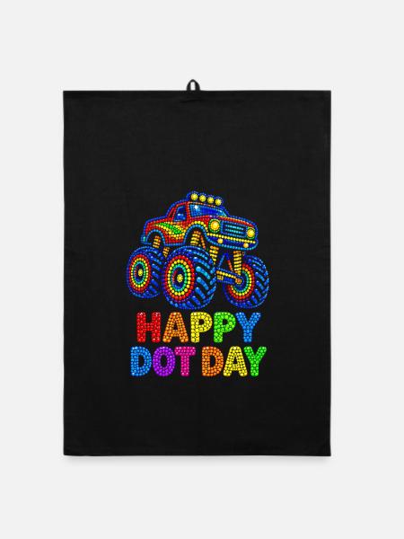 Happy Dot Day Monster Truck - Organic Geschirrtuch - Schwarz - Vorne