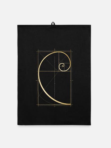 Fibonacci Spirale - Organic Geschirrtuch - Schwarz - Vorne