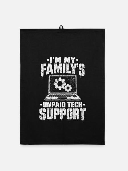 Familien Tech-Support Spruch - Organic Geschirrtuch - Schwarz - Vorne