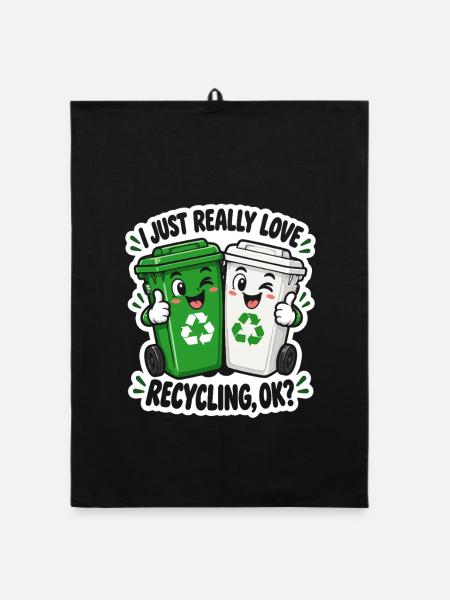 Duo Recycling Lächelnde Eimer - Organic Geschirrtuch - Schwarz - Vorne