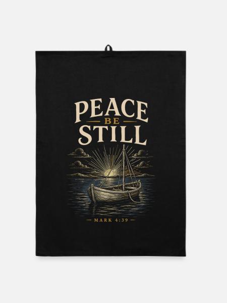 Frieden sei still, Boot - Organic Geschirrtuch - Schwarz - Vorne