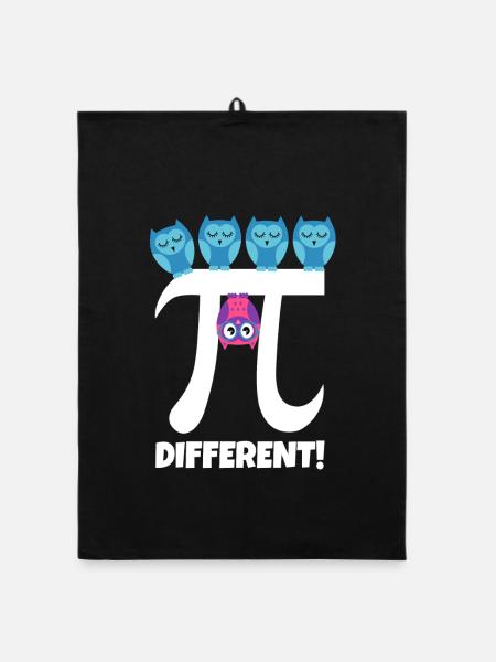 Pi Different Süße Eule Be Different Mathe Lehrer - Organic Geschirrtuch - Schwarz - Vorne