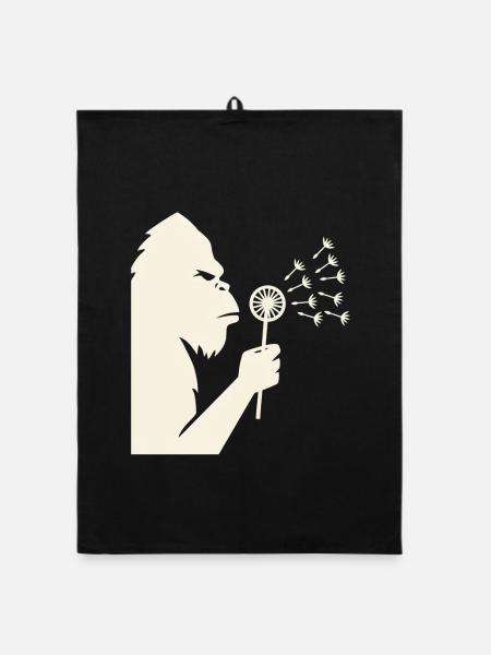 Bigfoot bläst Löwenzahn Vintage - Organic Geschirrtuch - Schwarz - Vorne