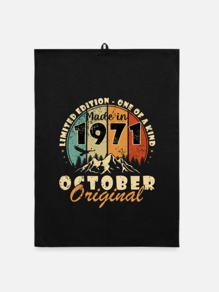 55. Geburtstag Geschenk Mann Best of Oktober 1971 - Organic Geschirrtuch - Schwarz