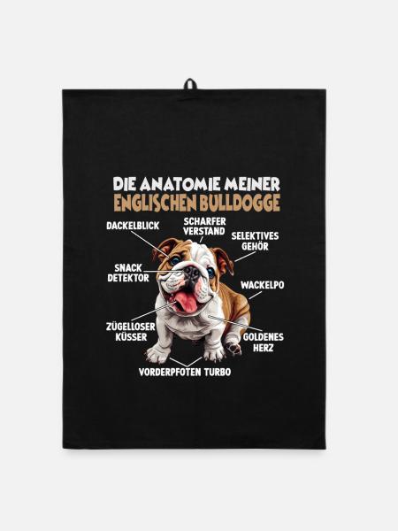 Englische Bulldogge Hundespruch Hund Hundehalter - Organic Geschirrtuch - Schwarz - Vorne