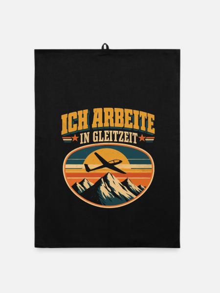 Segelflieger Arbeite in Gleitzeit - Organic Geschirrtuch - Schwarz - Vorne