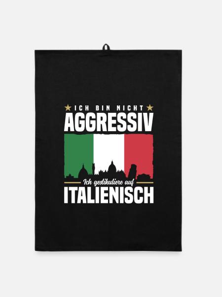 Ich bin nicht aggressiv - Organic Geschirrtuch - Schwarz - Vorne