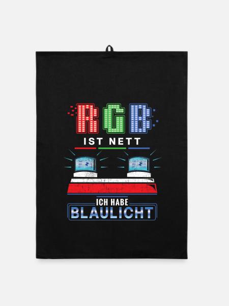 RGB ist nett ich habe Blaulicht Notfallsanitäter - Organic Geschirrtuch - Schwarz - Vorne