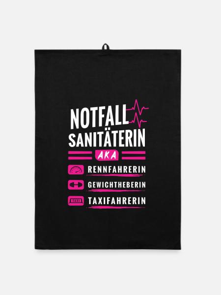 Notfallsanitäterin aka Rennfahrerin - Organic Geschirrtuch - Schwarz - Vorne