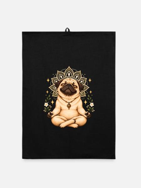 Mops Hund süßer Mops niedlicher Mops - Organic Geschirrtuch - Schwarz - Vorne