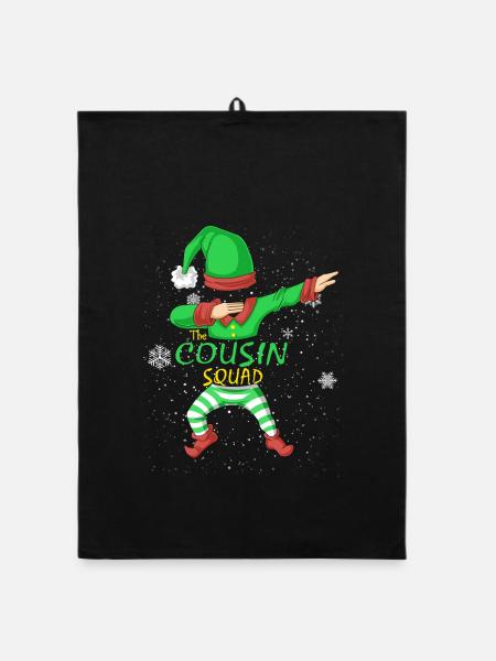 Cousin Squad Elf passendes Familien-Weihnachtsoutfit - Organic Geschirrtuch - Schwarz - Vorne