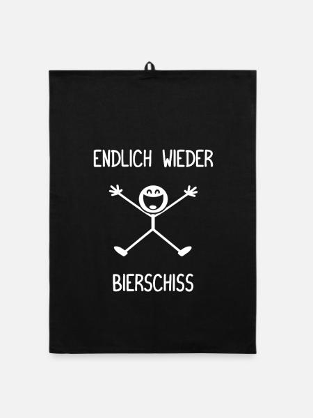Endlich wieder Bierschiss Biertrinker Bier - Organic Geschirrtuch - Schwarz - Vorne