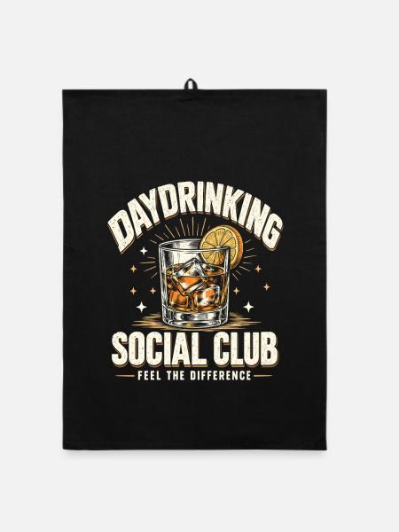 Daydrinking Social Club – Cocktail Retro - Organic Geschirrtuch - Schwarz - Vorne