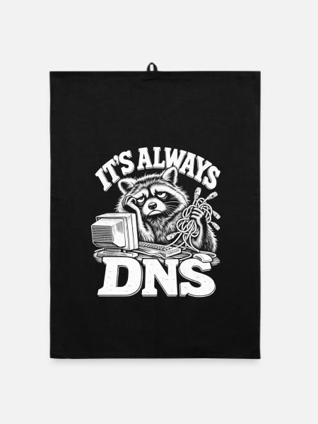Es ist immer DNS Cat - Organic Geschirrtuch - Schwarz - Vorne