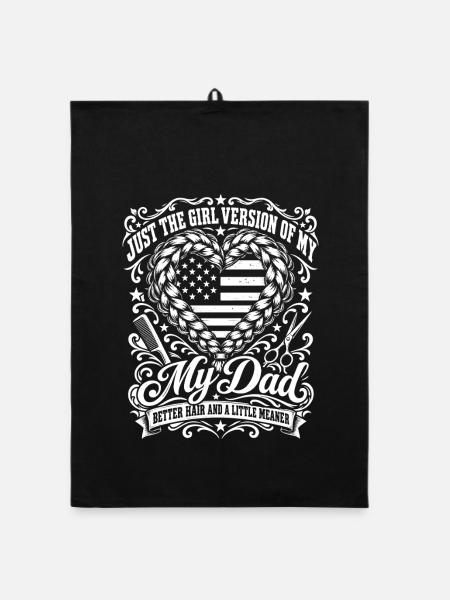 Mädchenversion von meinem Vater Besseres Haar, gemeiner USA-Flagge - Organic Geschirrtuch - Schwarz - Vorne