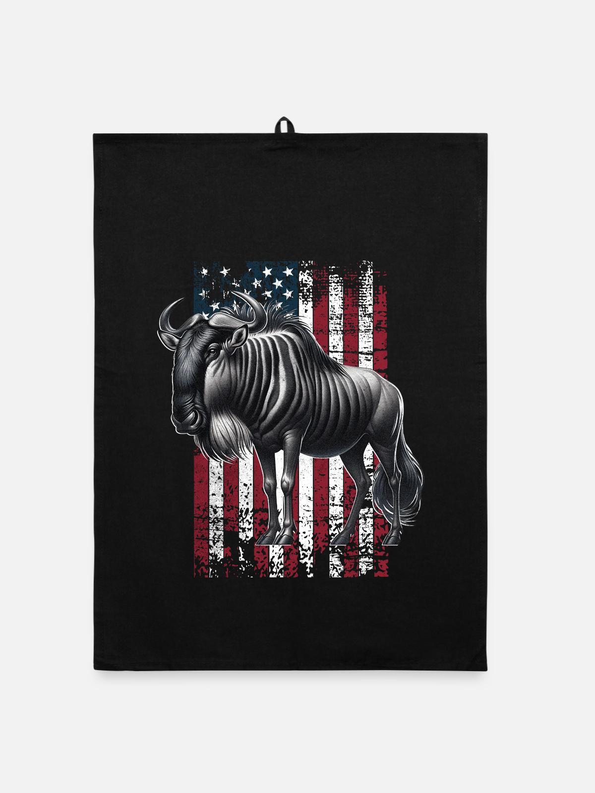 Wildebeest US Gnu - Organic Geschirrtuch - Schwarz - Vorne