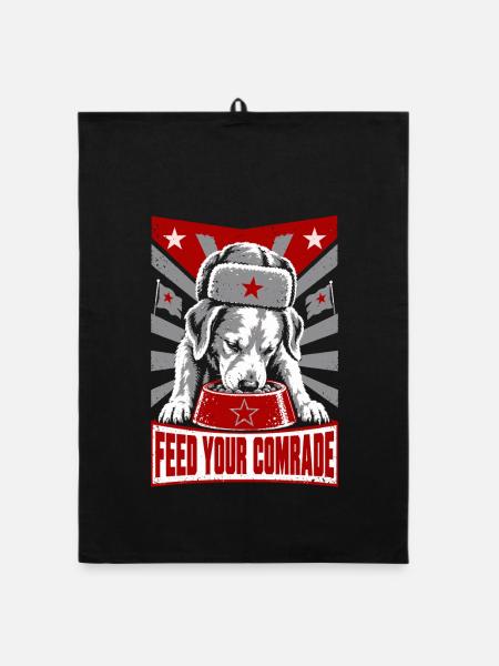 Kamerad Hund Futterbanner Propaganda - Organic Geschirrtuch - Schwarz - Vorne